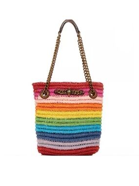 Kurt Geiger London Chelsea Rainbow Stripe Woven Shoulder Bag.